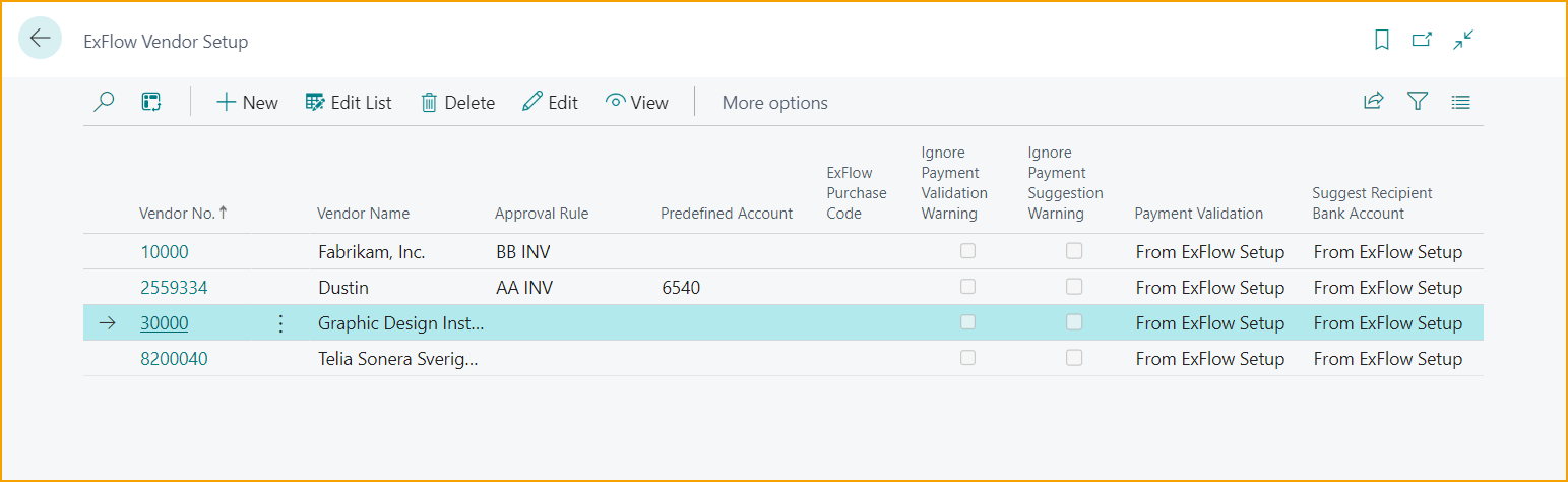 ExFlow Vendor Setup