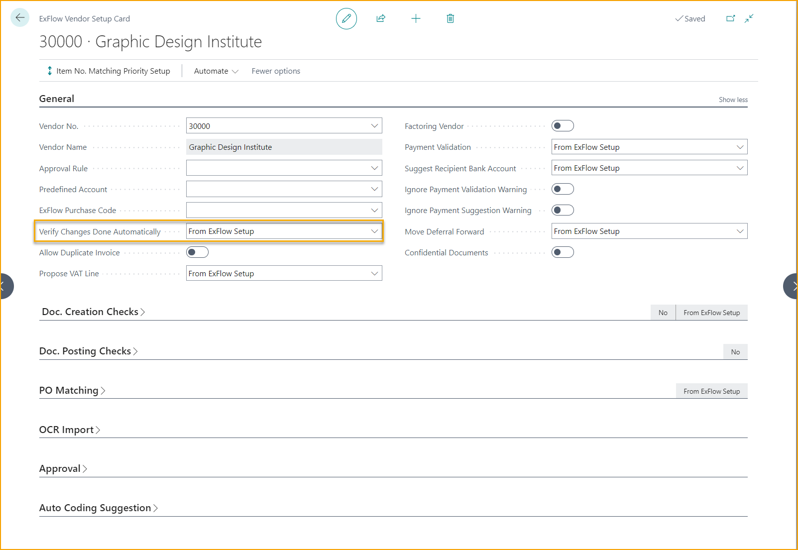 ExFlow Vendor Setup