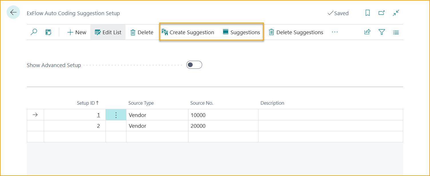 ExFlow Coding Suggestion Setup