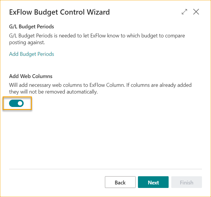 ExFlow Budget Control Wizard