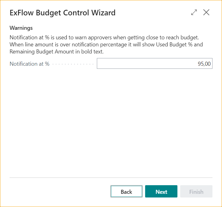 ExFlow Budget Control Wizard
