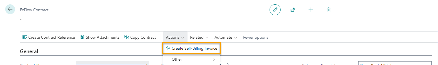 ExFlow Contract Create Self-Billing Invoice