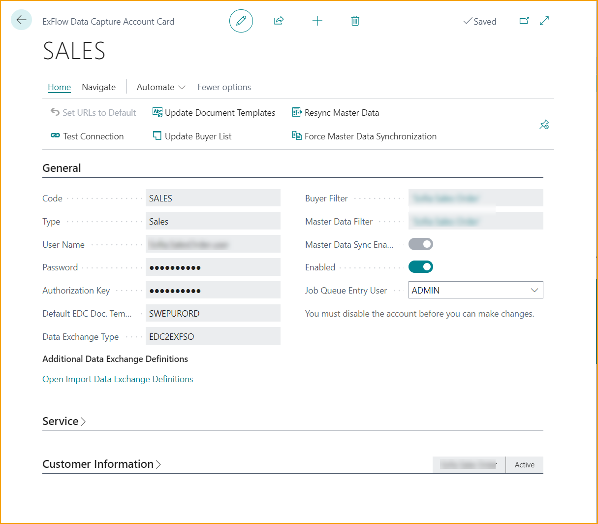 ExFlow Data Capture Account