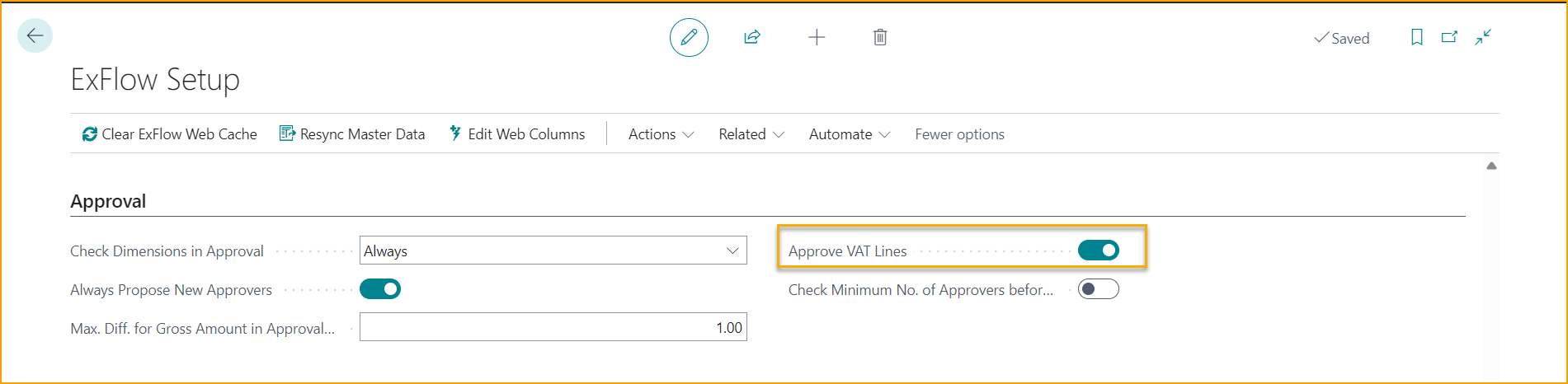 Approve VAT Lines