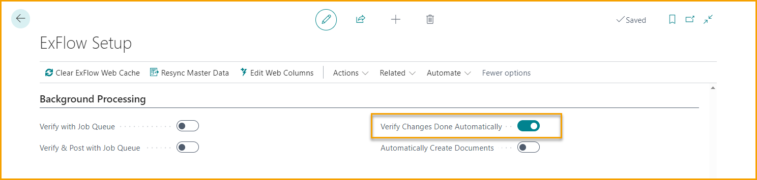 ExFlow Setup - Verify Changes Done Automatically