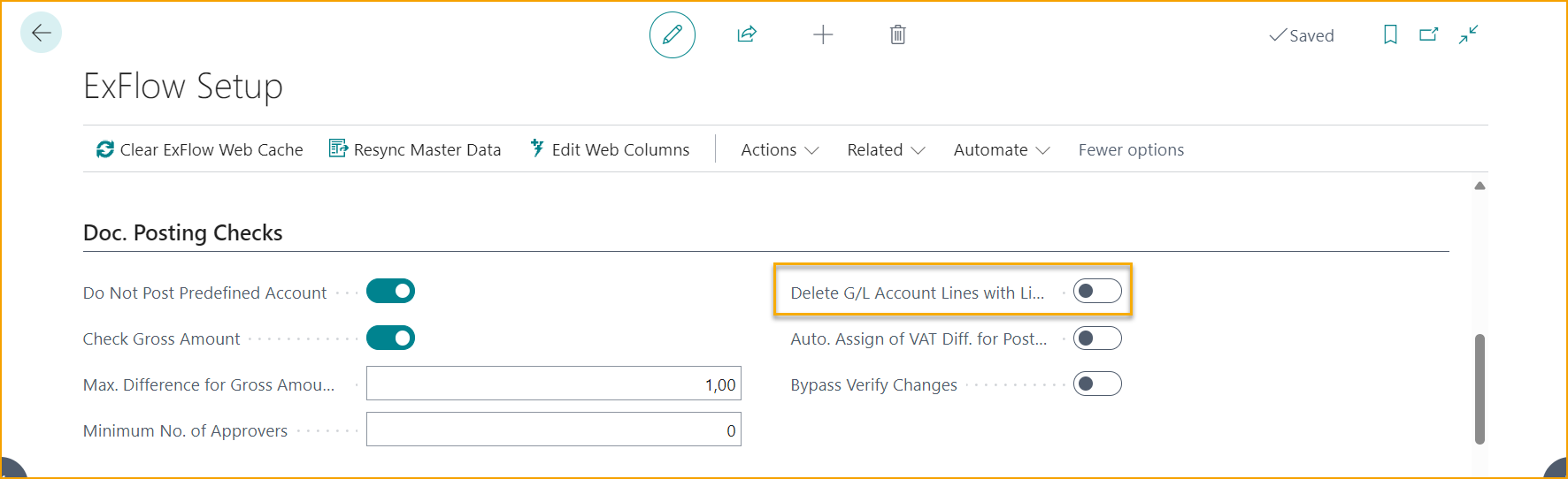 ExFlow Setup - Doc. Posting Checks