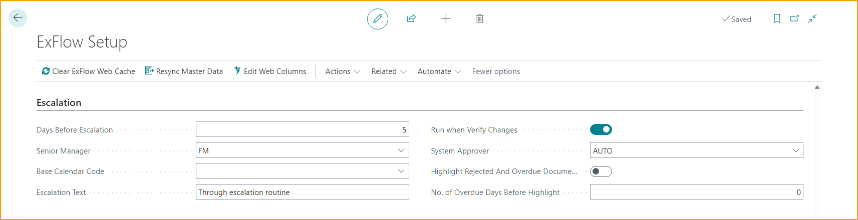 ExFlow Setup - Escalation