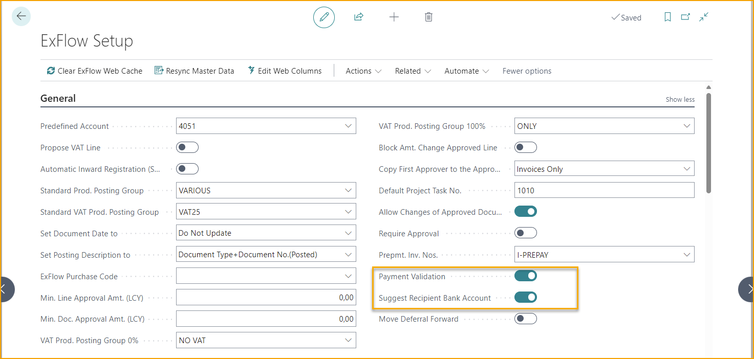 ExFlow Setup - Payment Validation and Suggest Recipient Bank Account