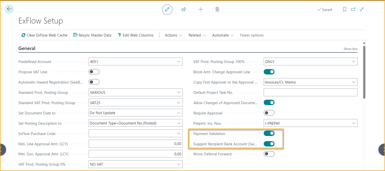 ExFlow Setup - Payment Validation and Suggest Recipient Bank Account