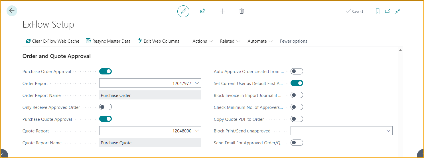 ExFlow Setup - Order and Quote Approval