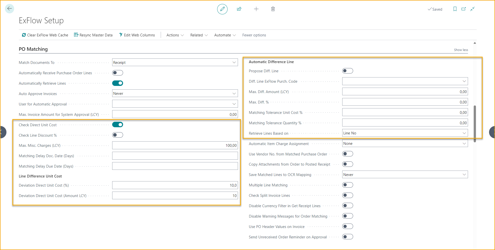 ExFlow Setup - PO Matching