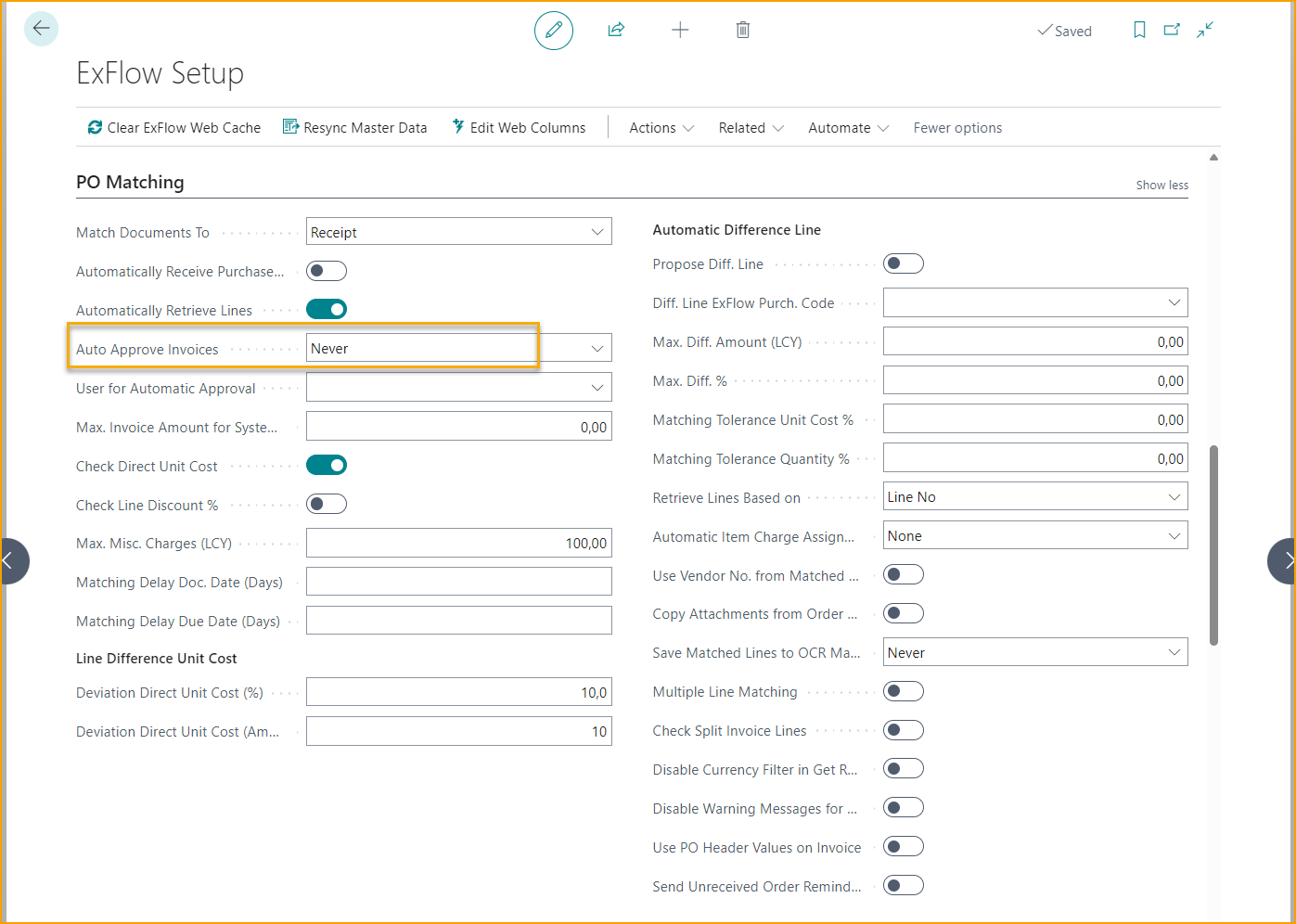 ExFlow Setup - PO Matching - Auto Approve Invoices