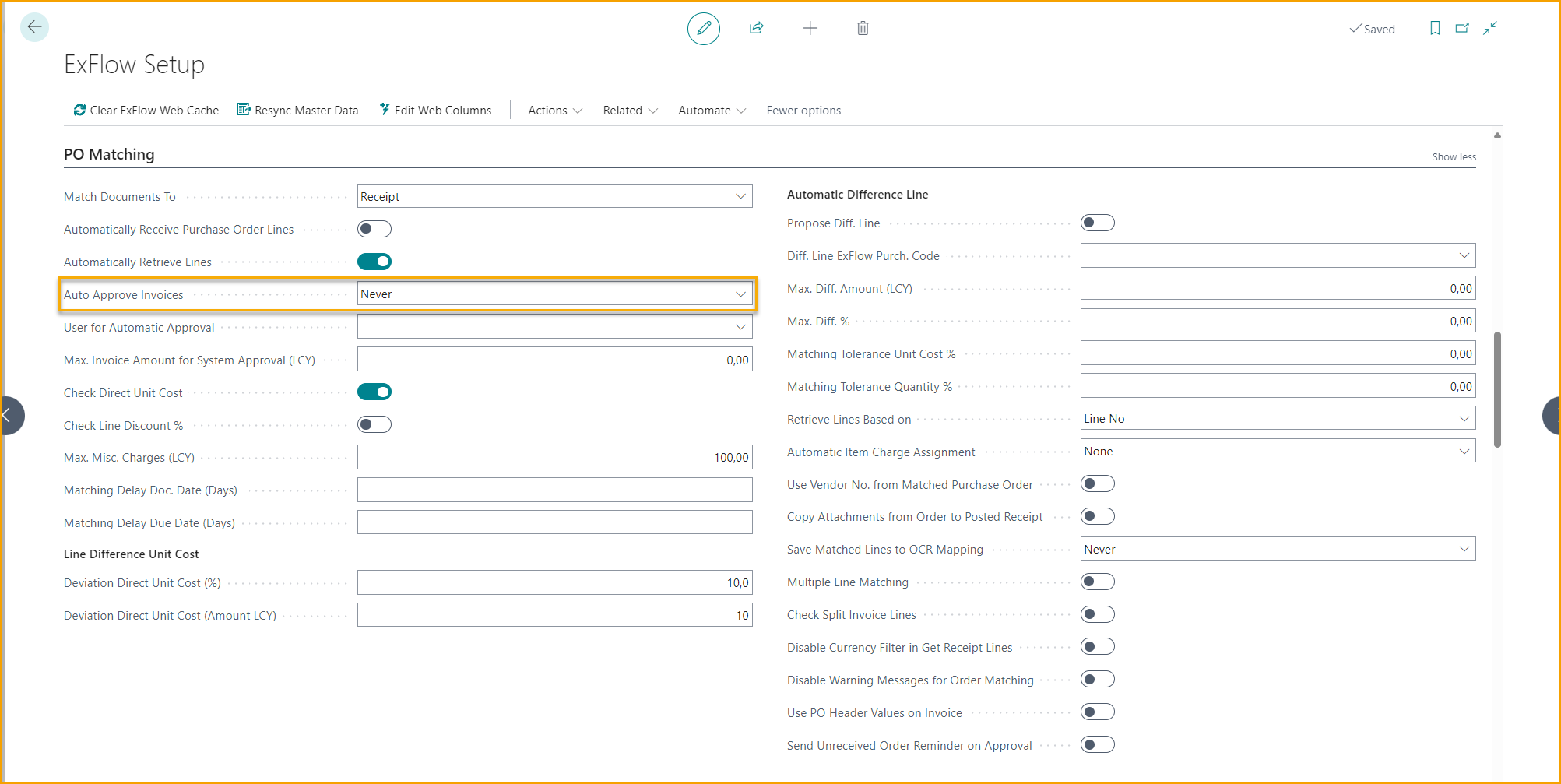 ExFlow Setup - PO Matching - Auto Approve Invoices