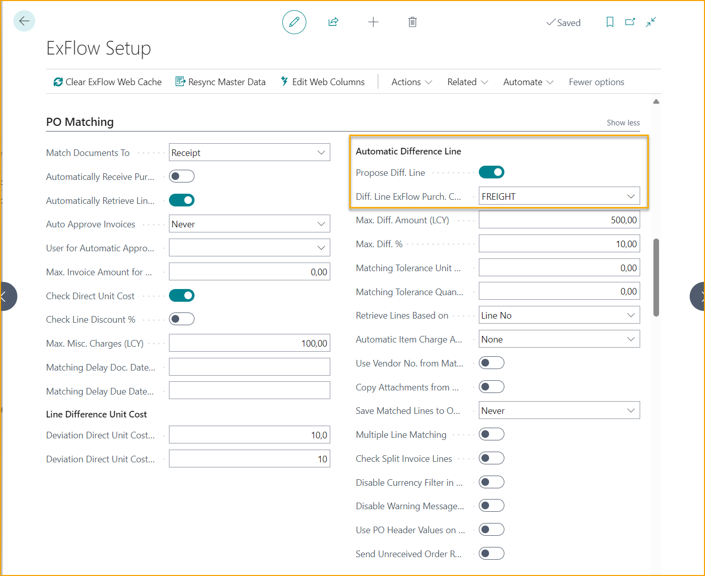 ExFlow Setup - PO Matching