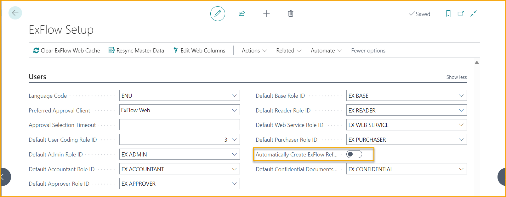 ExFlow Setup Users