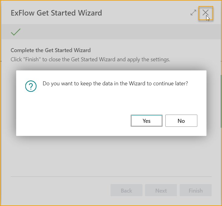 Get Started Wizard – Keep Data