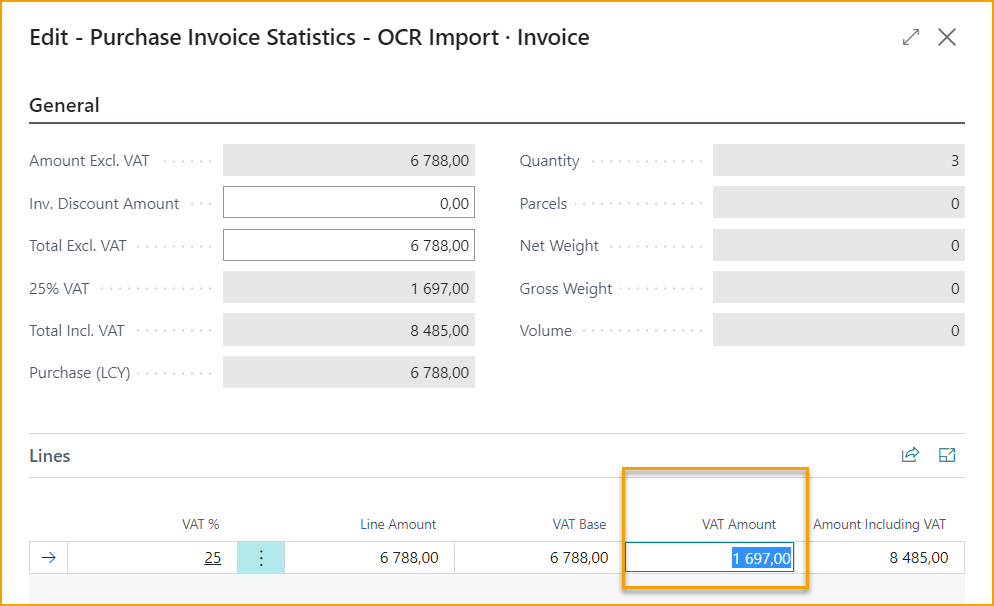 ExFlow Import Journal - Purchase Invoice Statistics