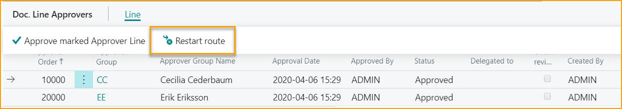 ExFlow Approval Status - Doc. Line Approvers