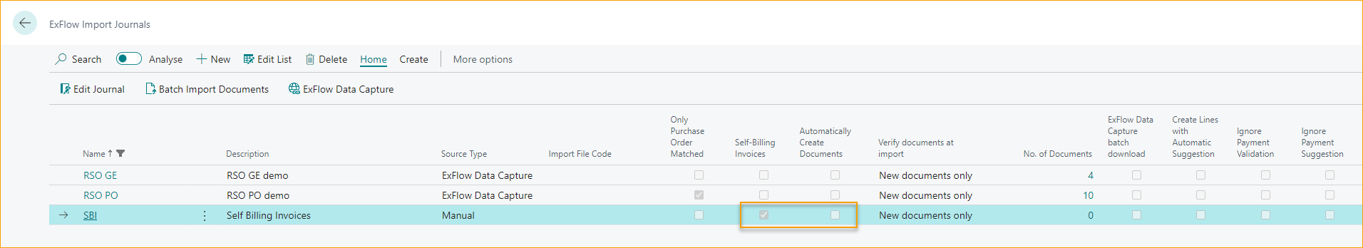 ExFlow Import Journals