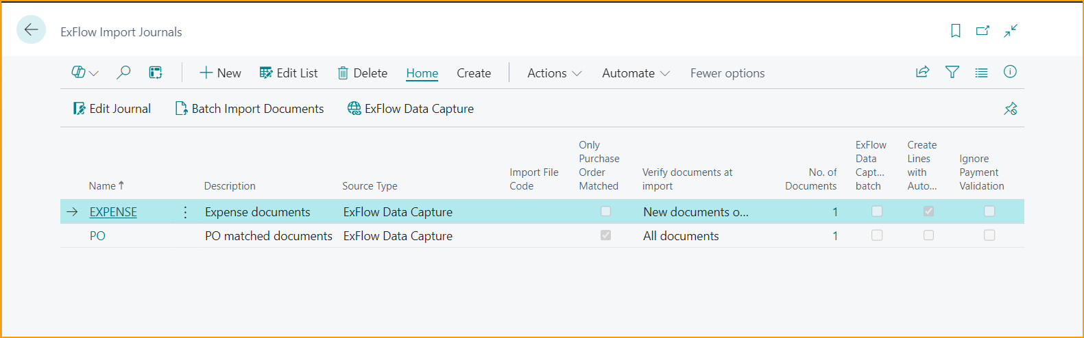 ExFlow Import Journals