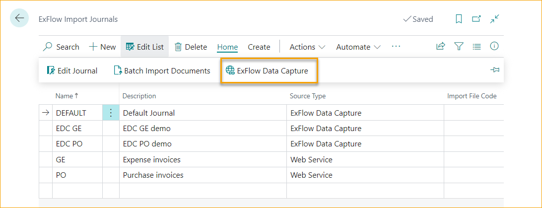 ExFlow Import Journals - ExFlow Data Capture