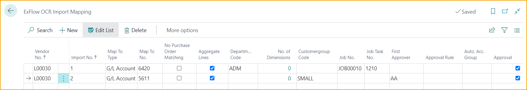 ExFlow OCR Import Mapping