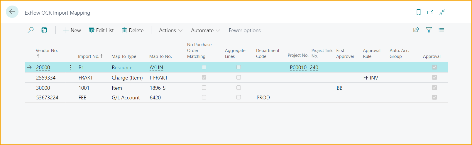 ExFlow OCR Import Mapping