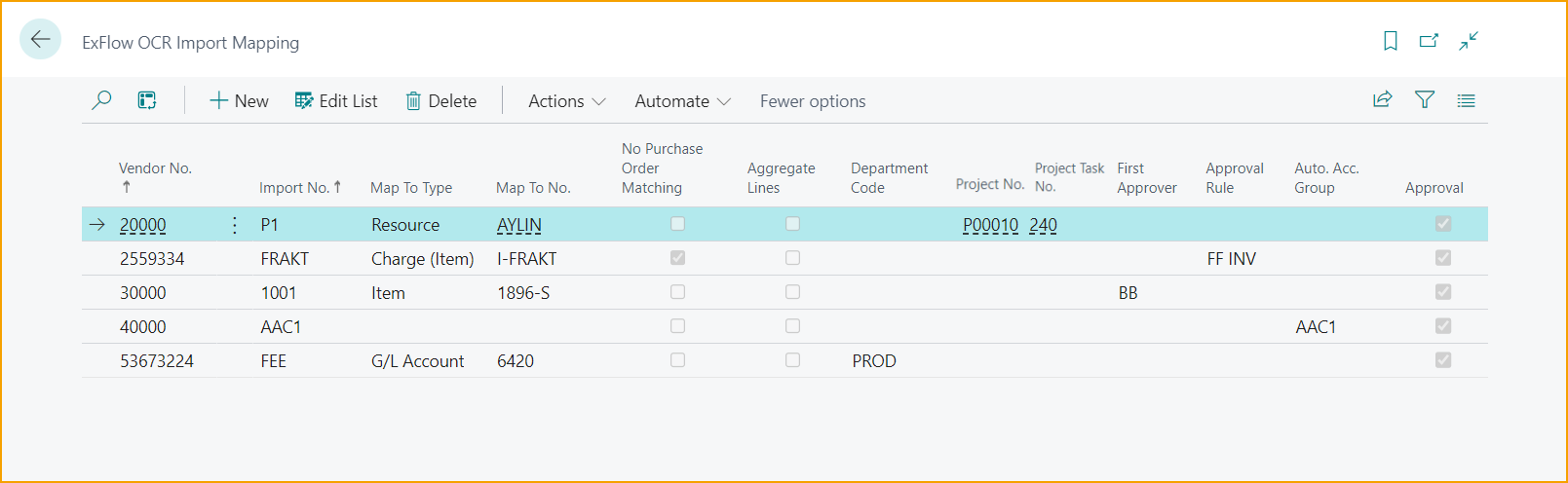 ExFlow OCR Import Mapping