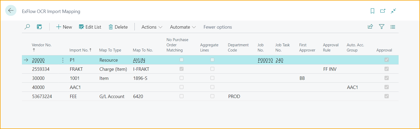 ExFlow OCR Import Mapping