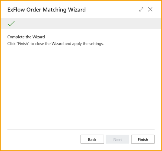 Order Matching Wizard – Complete the Wizard