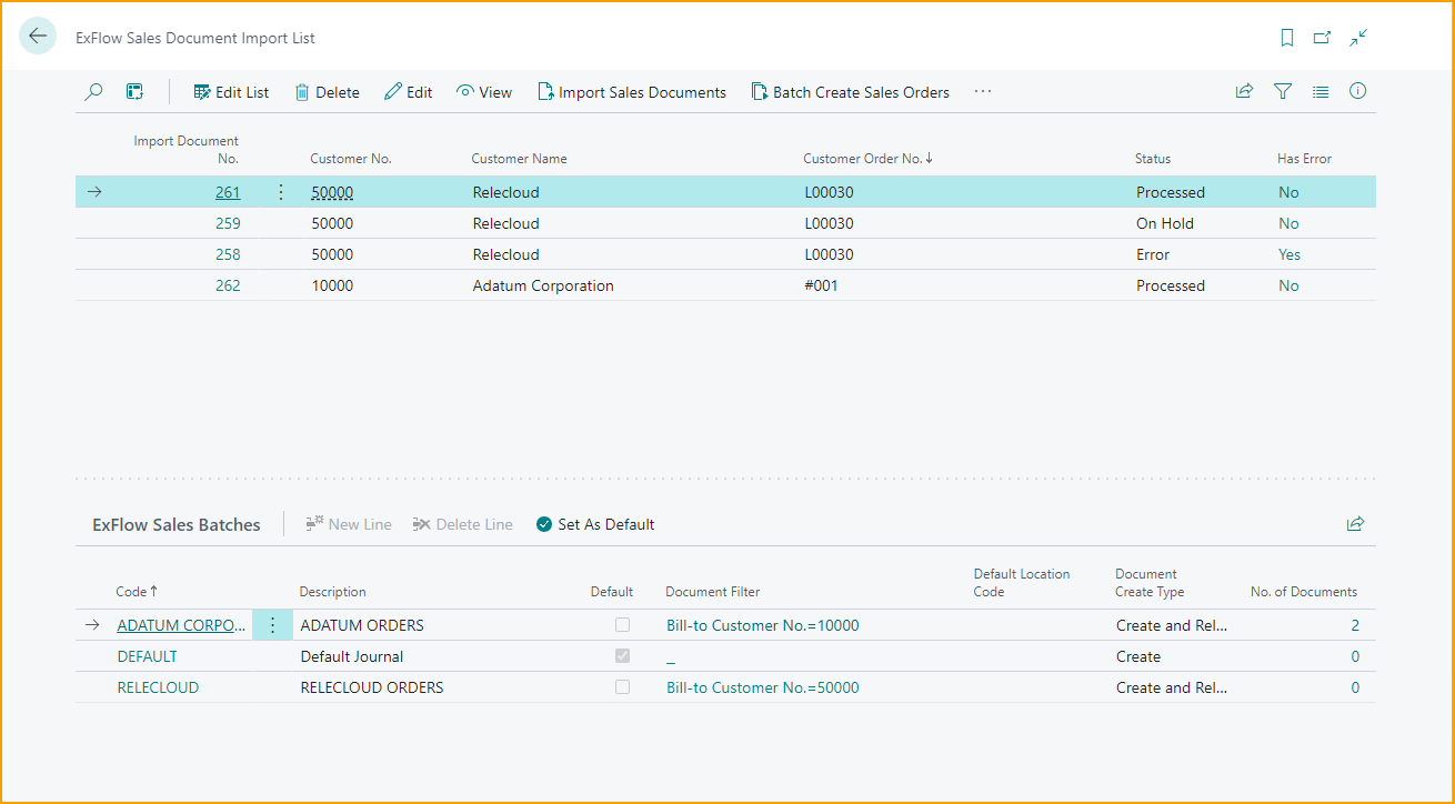 Import Sales Document