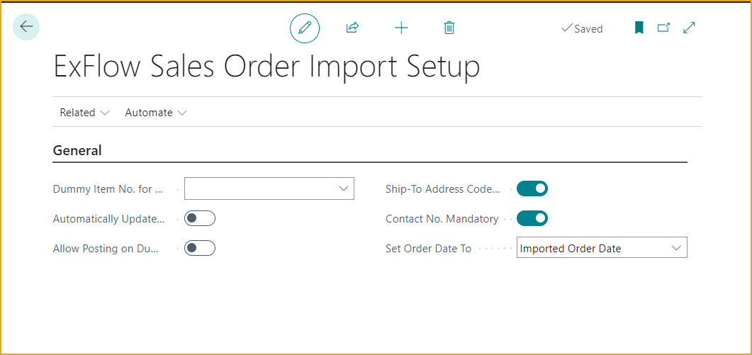 ExFlow Sales Order Import Setup