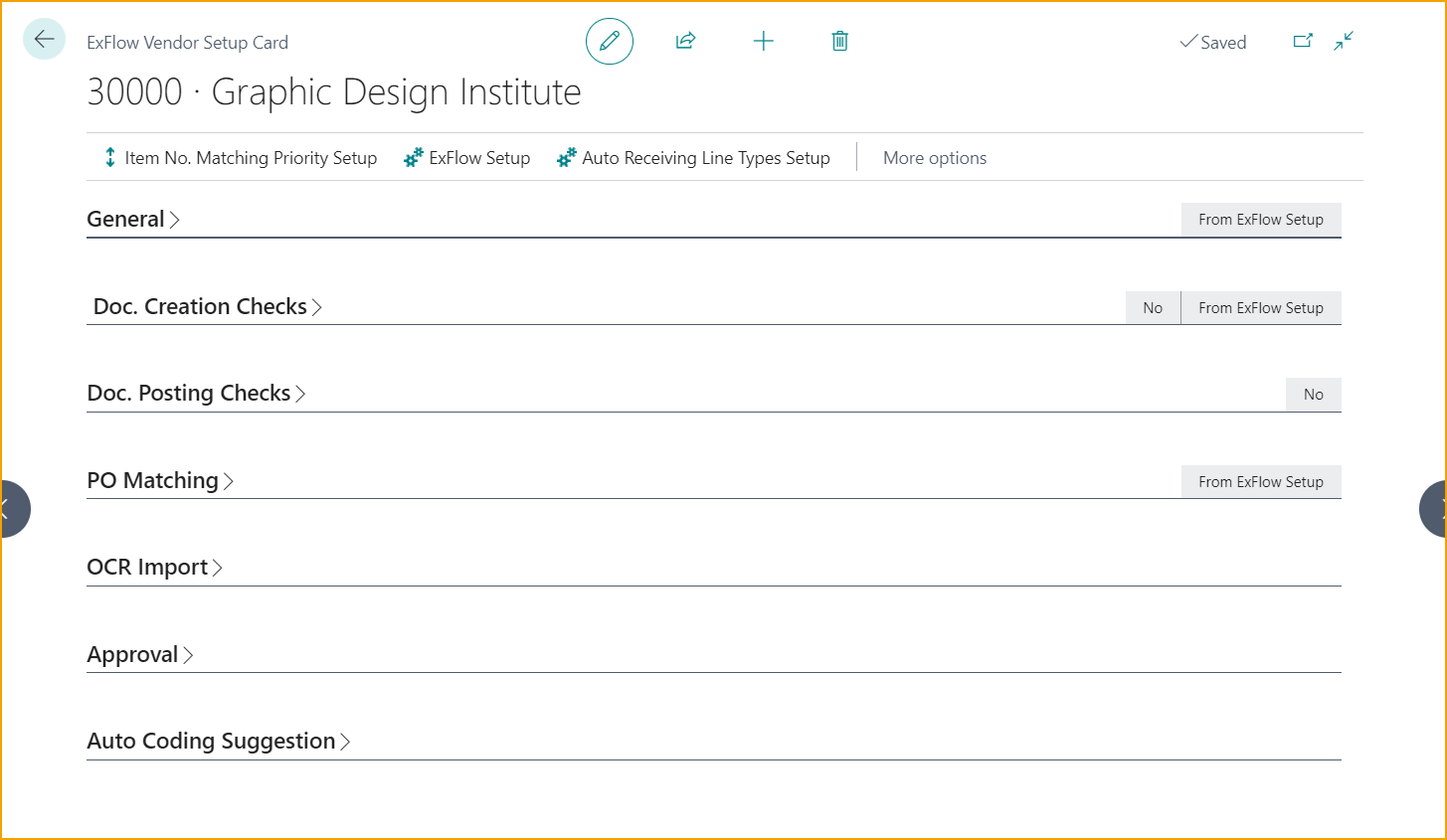 ExFlow Vendor Setup