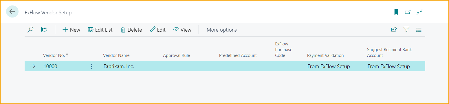 ExFlow Vendor Setup