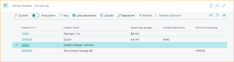 ExFlow Lieferanteneinrichtung