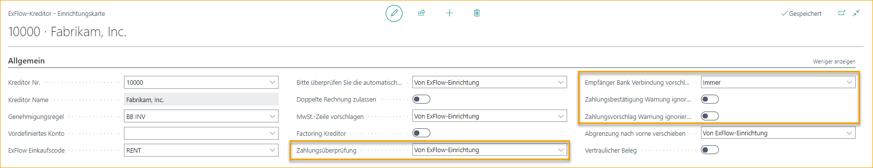 ExFlow Lieferanteneinrichtungskarte