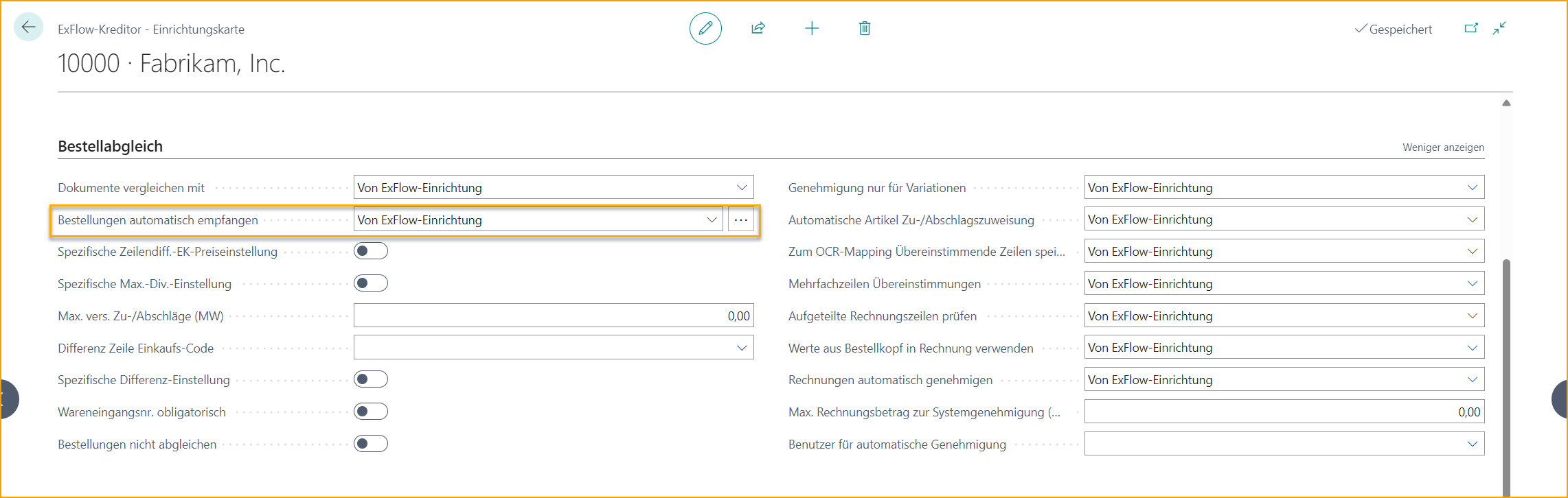 ExFlow Lieferanteneinrichtungskarte