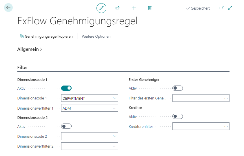 Genehmigungsregel Filter