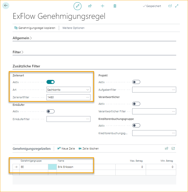 ExFlow Approval Rule - Prepayment