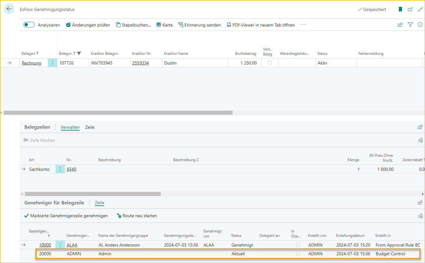 ExFlow Approval Status