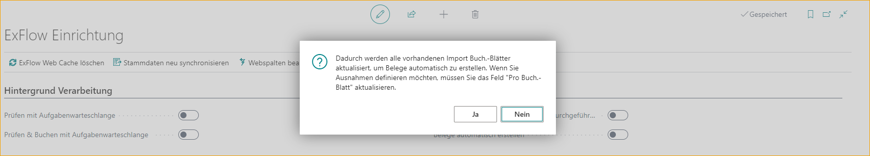 ExFlow Setup - Hintergrundverarbeitung - Dokumente automatisch erstellen