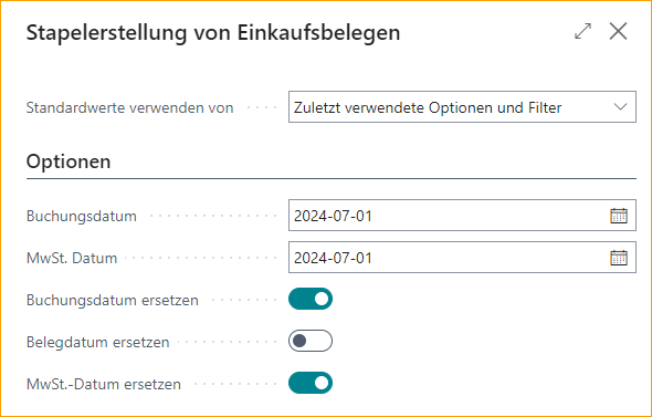 Stapelweise Einkaufsdokumente erstellen