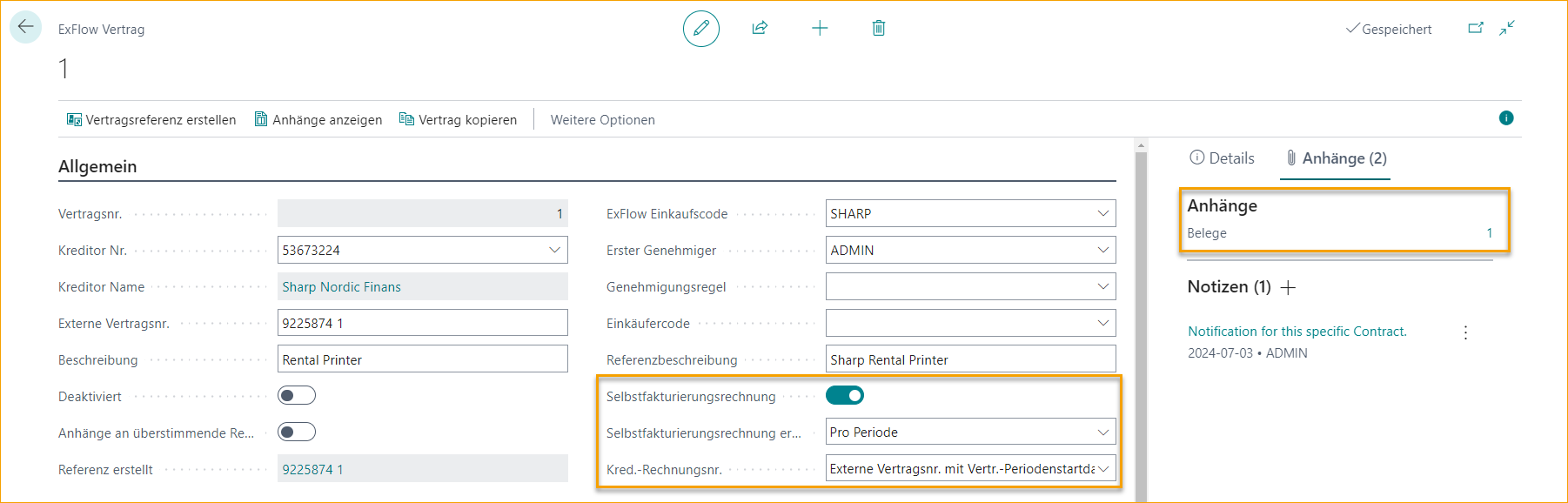 ExFlow Contract Self-Billing