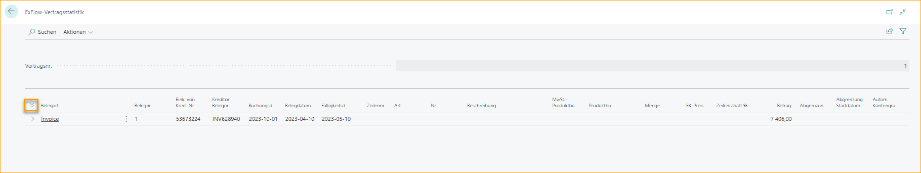 ExFlow Vertragsstatistik