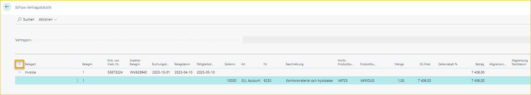 ExFlow Vertragsstatistik