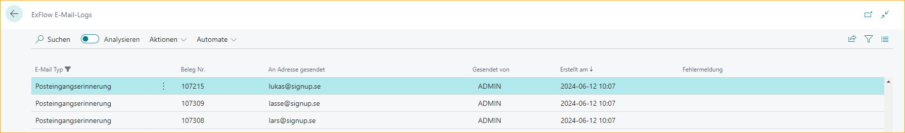 ExFlow Email Logs