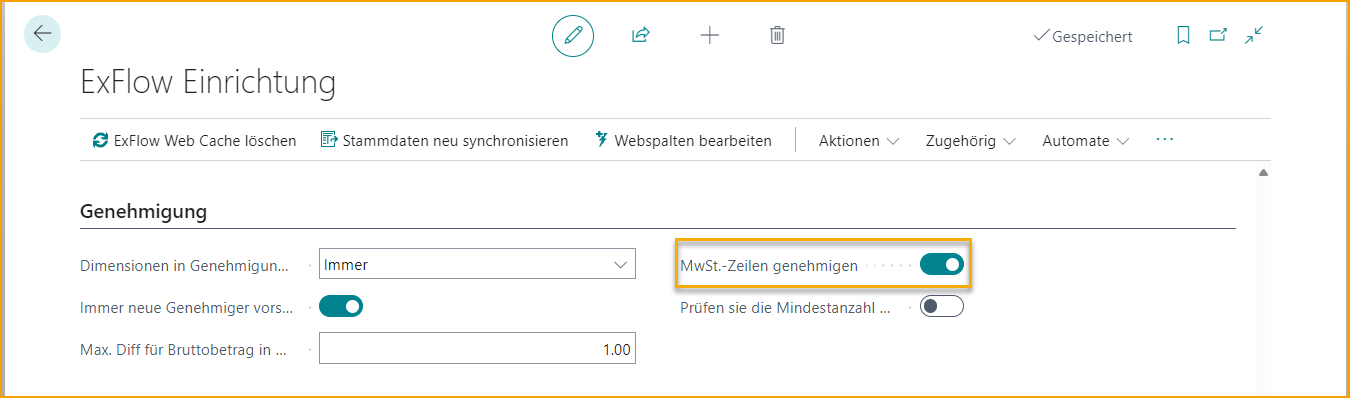 MwSt.-Linien genehmigen