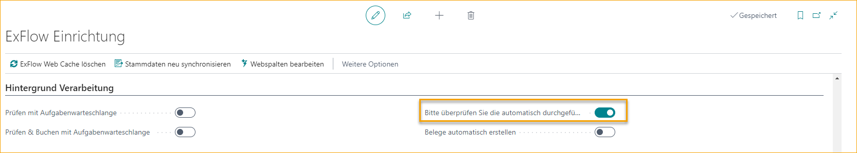 ExFlow Setup - Änderungen automatisch überprüfen