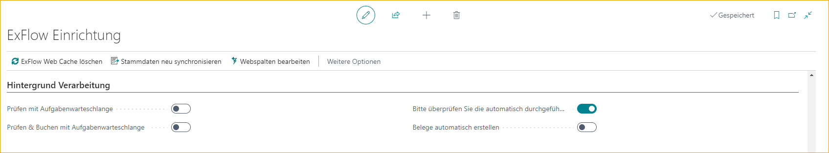 ExFlow Setup - Hintergrundverarbeitung - Änderungen automatisch überprüfen