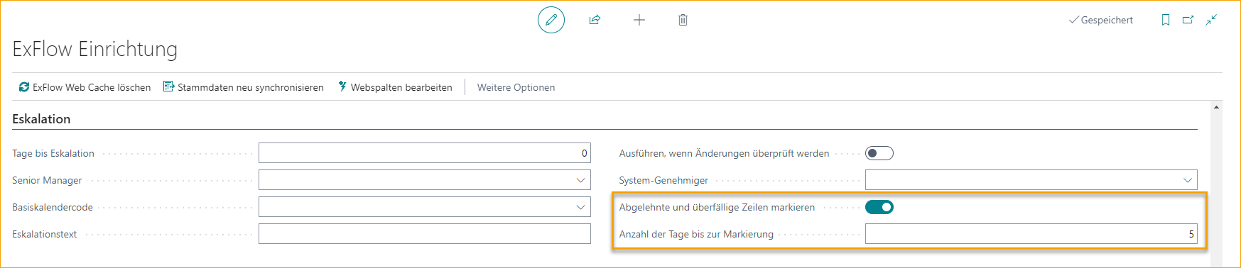 ExFlow Setup - Eskalation